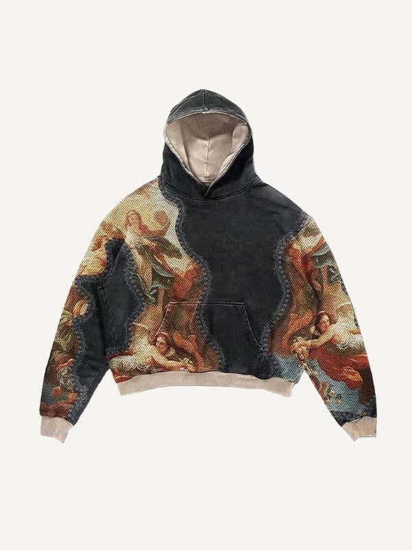 Men's Cozy Colorblock Graphic Pullover Hoodie with Slant Pockets