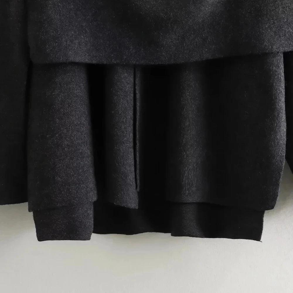 Asymmetric Wool Blend Poncho Lightweight Warm Draped Winter Layer