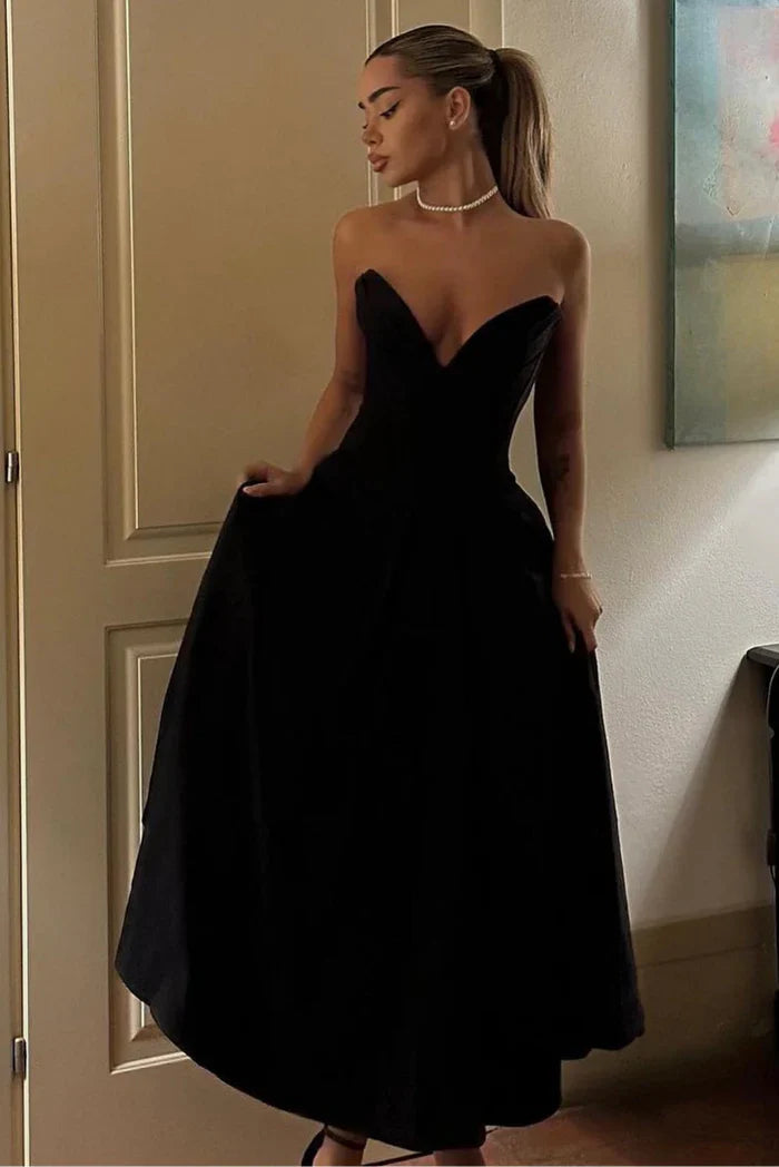 Lorelei Corset Midi Dress Figure-Hugging Off-Shoulder Pleated Evening Elegance
