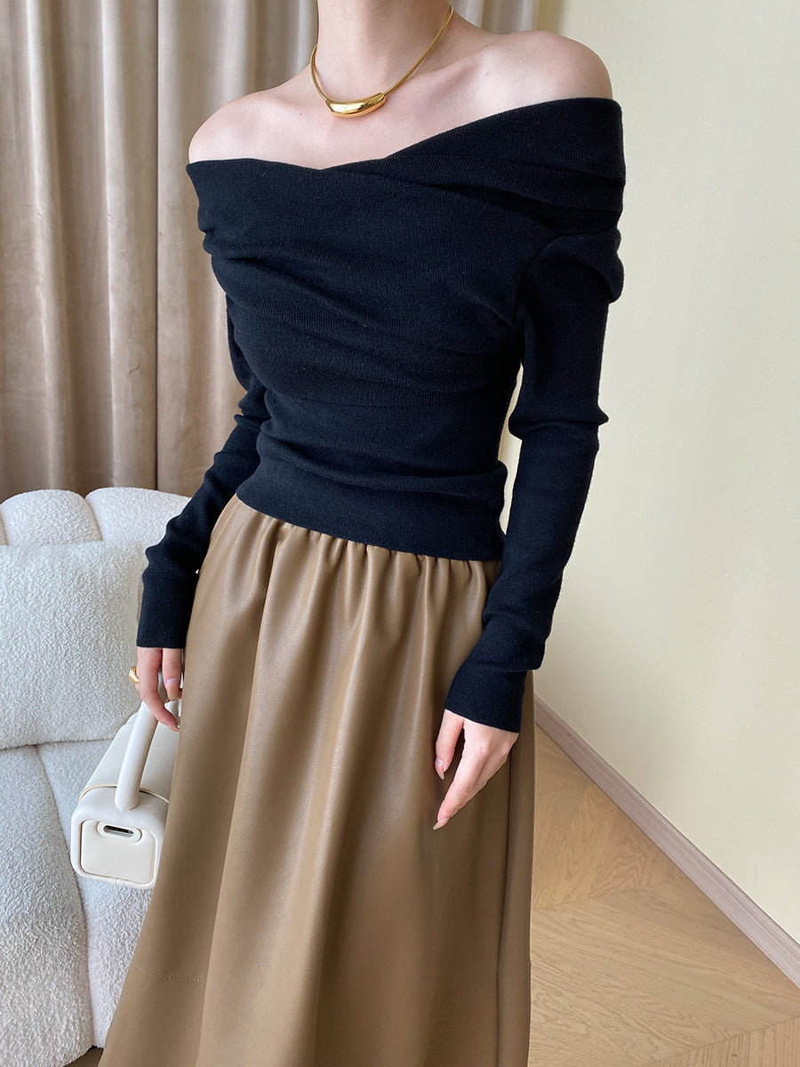 Women's Slim-Fit Long Sleeve Knit Top 50% Polyester 50% Acrylic