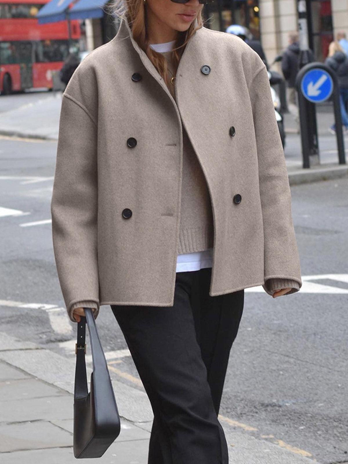 Women's Oversized Button-Down Jacket Cotton-Blend Long Sleeve Loose Fit