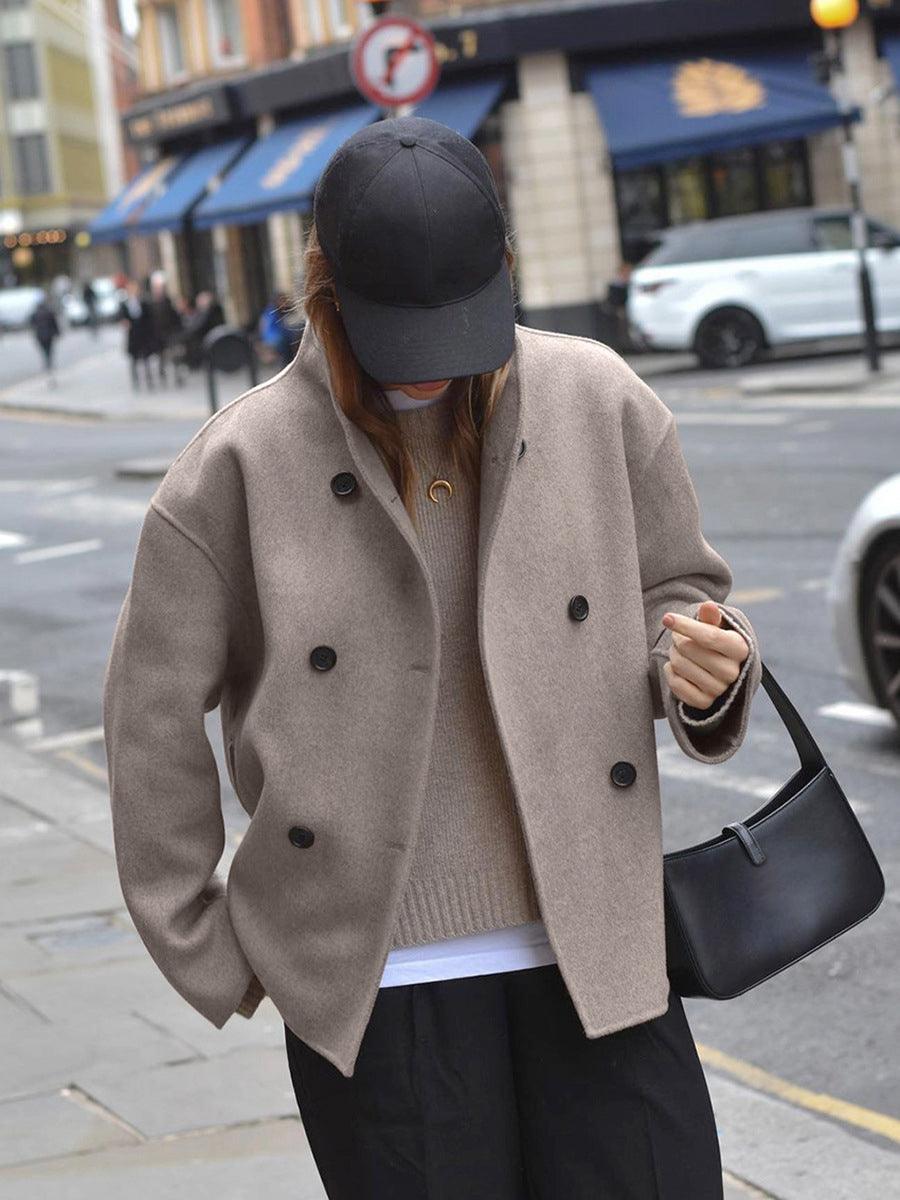 Women's Oversized Button-Down Jacket Cotton-Blend Long Sleeve Loose Fit