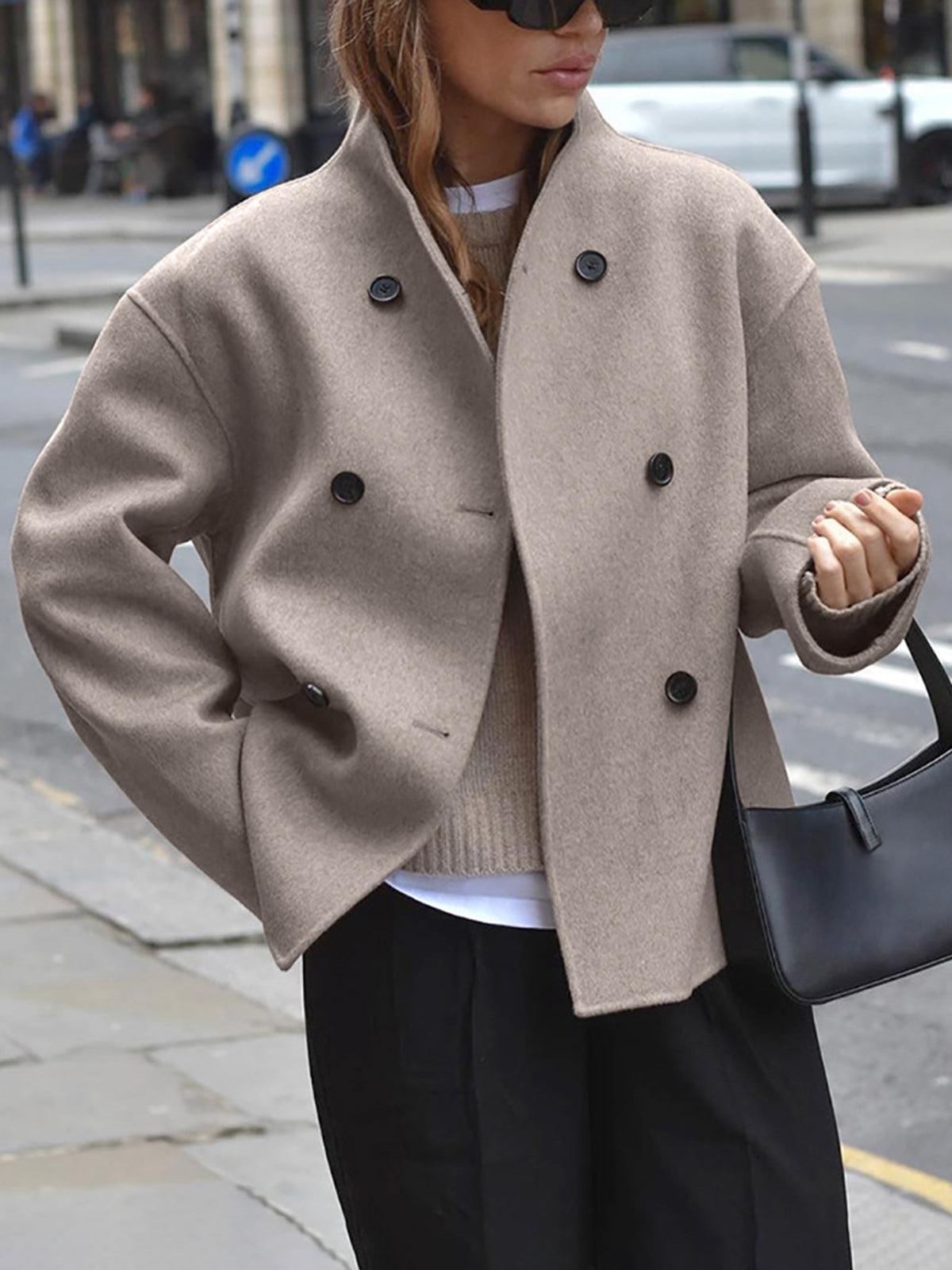 Women's Oversized Button-Down Jacket Cotton-Blend Long Sleeve Loose Fit