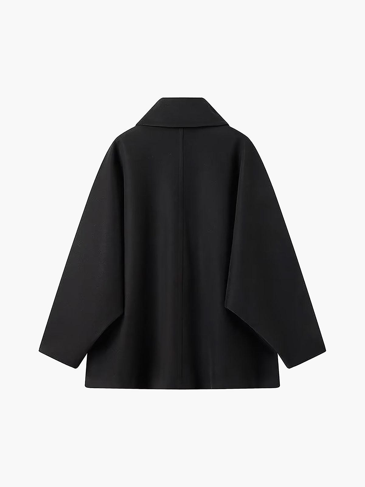 Siaora Oversize Beige Wool-Blend Long Coat with Minimal Design