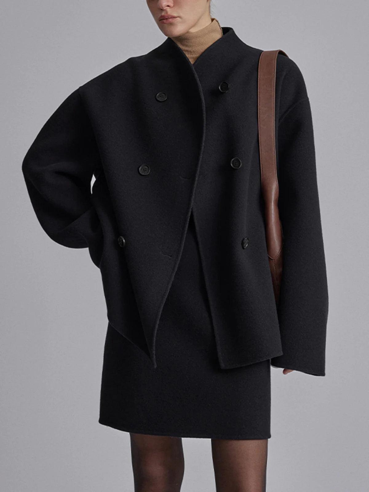 Women's Oversized Button-Down Jacket Cotton-Blend Long Sleeve Loose Fit