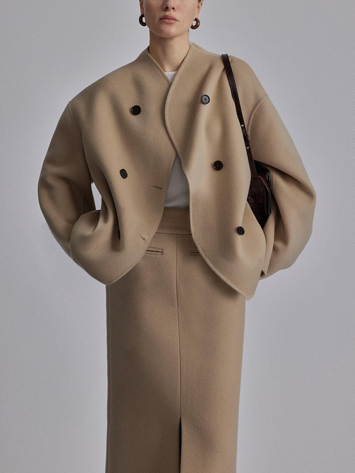 Women's Oversized Button-Down Jacket Cotton-Blend Long Sleeve Loose Fit