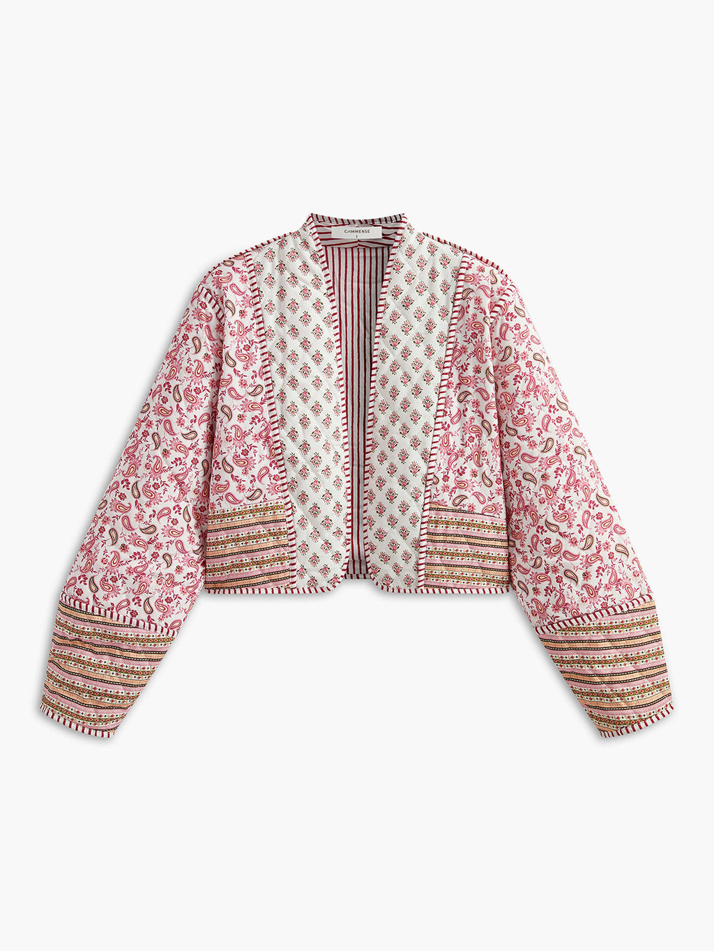 Pink Floral Embroidered Reversible Double-Sided Warm Winter Coat