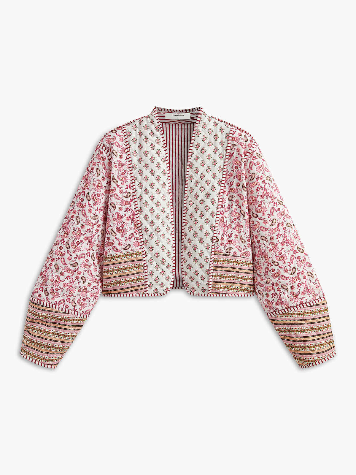 Pink Floral Embroidered Reversible Double-Sided Warm Winter Coat