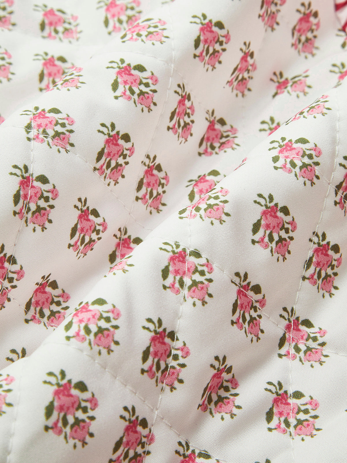 Pink Floral Embroidered Reversible Double-Sided Warm Winter Coat