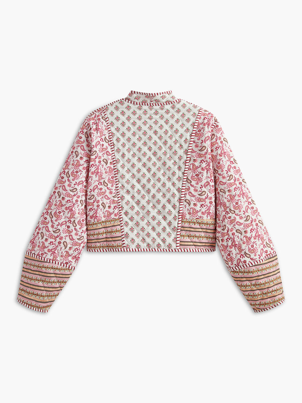 Pink Floral Embroidered Reversible Double-Sided Warm Winter Coat