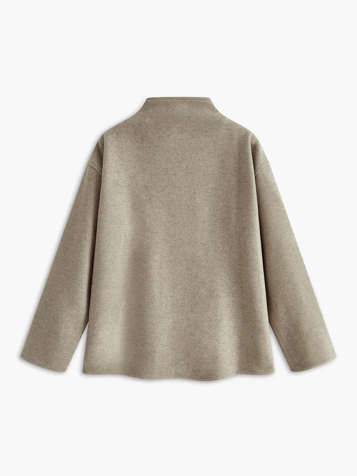 Women's Oversized Button-Down Jacket Cotton-Blend Long Sleeve Loose Fit