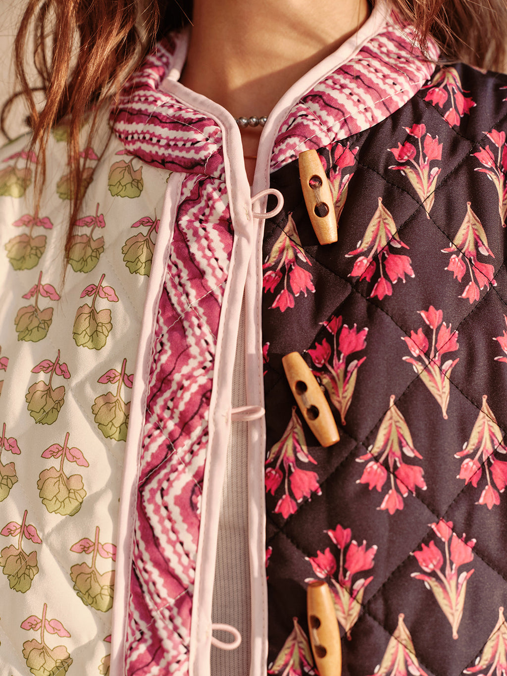 Boheme Floral Printed Women's Winter Coat Romantic Long Sleeve