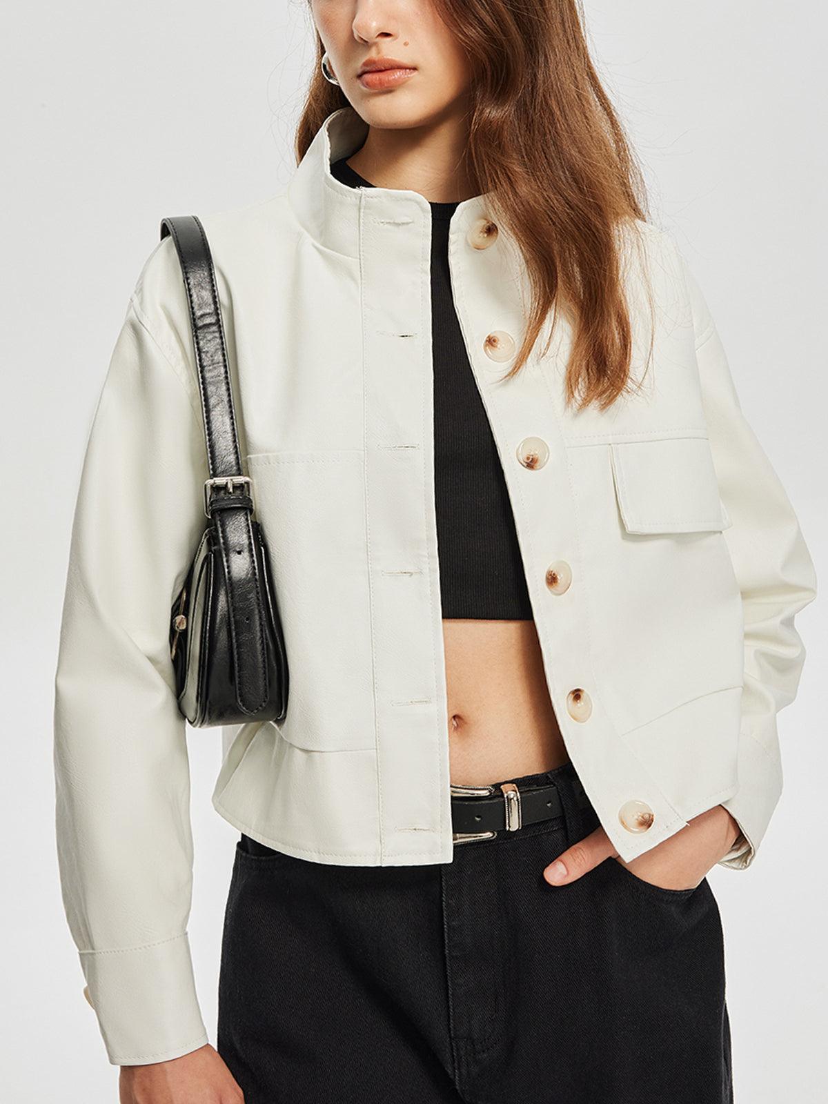 Siaora Nova Crop Jacket - Cropped Button Blazer, Cotton-Blend Comfort