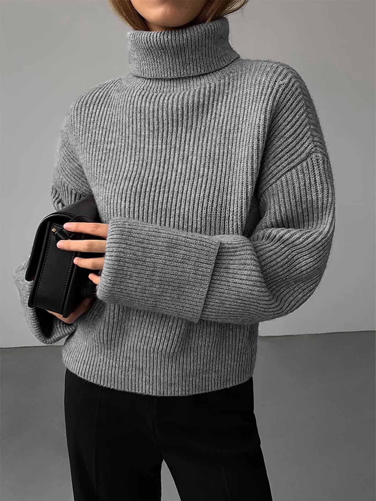 Oversized Turtleneck Sweater Soft Knit Warm Cozy Long-Sleeve