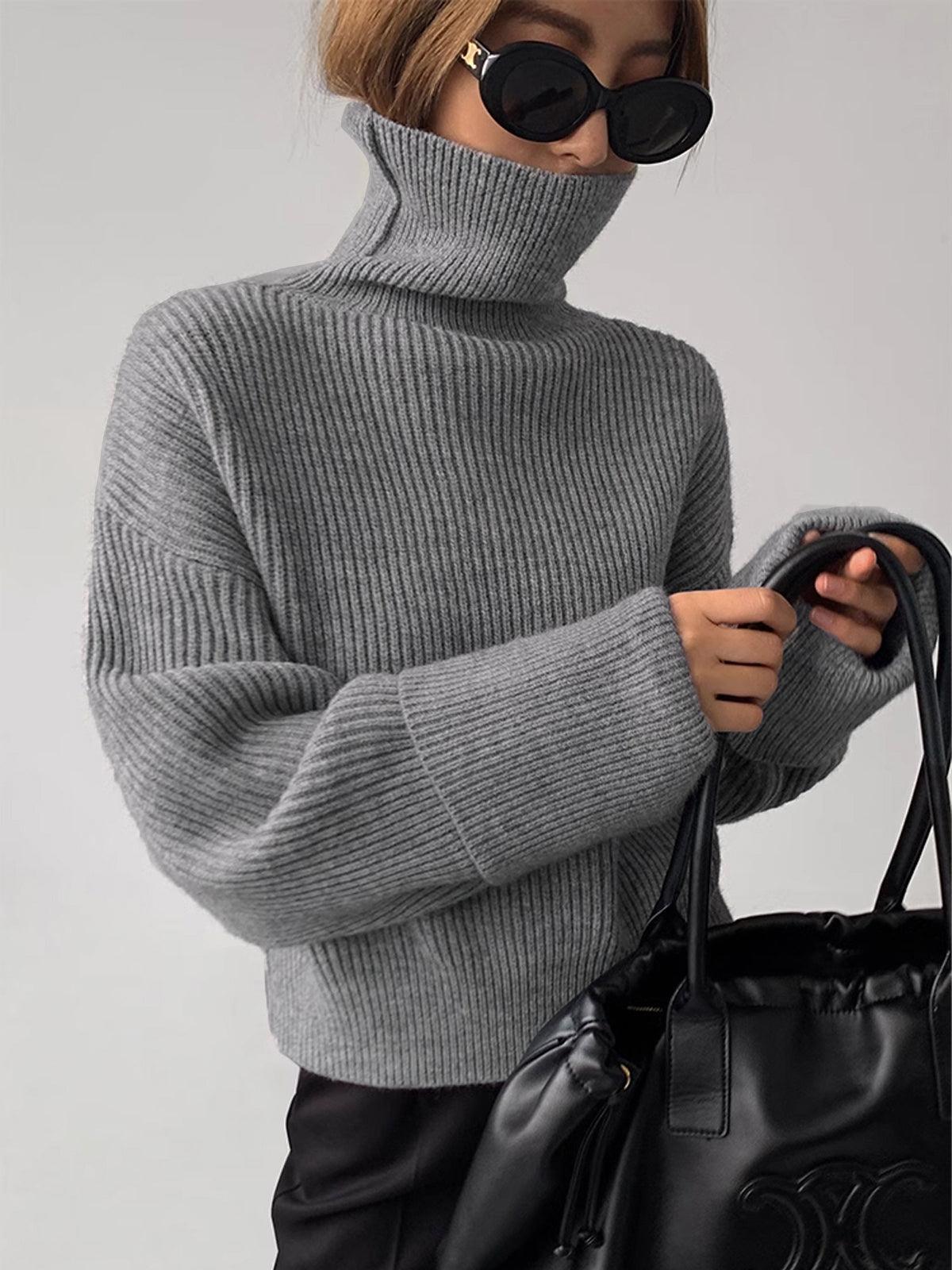 Oversized Turtleneck Sweater Soft Knit Warm Cozy Long-Sleeve