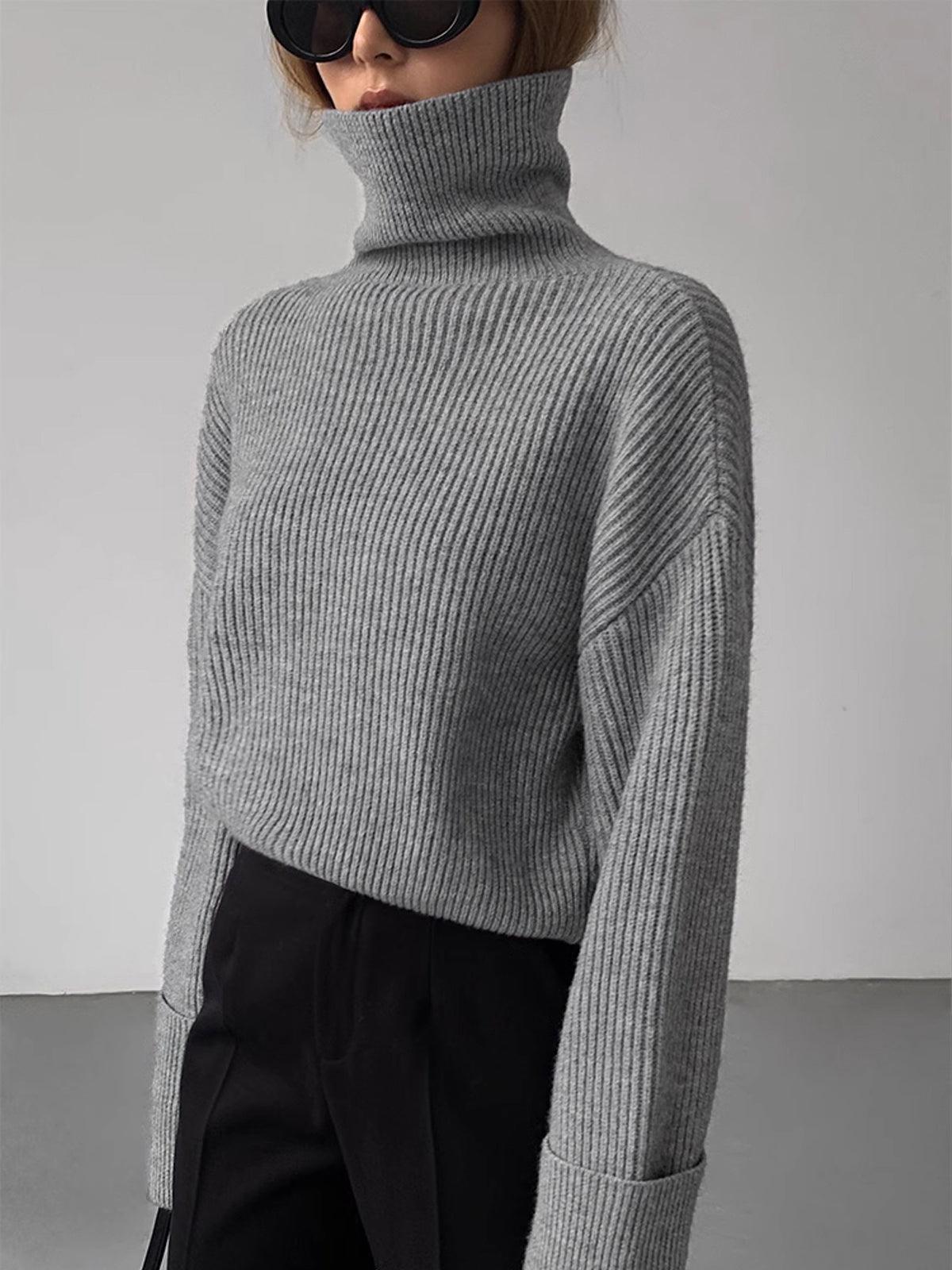 Oversized Turtleneck Sweater Soft Knit Warm Cozy Long-Sleeve