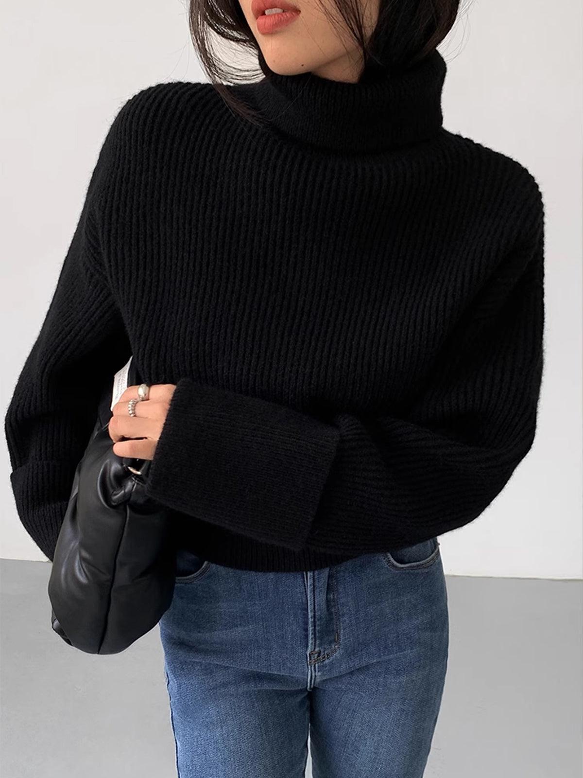 Oversized Turtleneck Sweater Soft Knit Warm Cozy Long-Sleeve