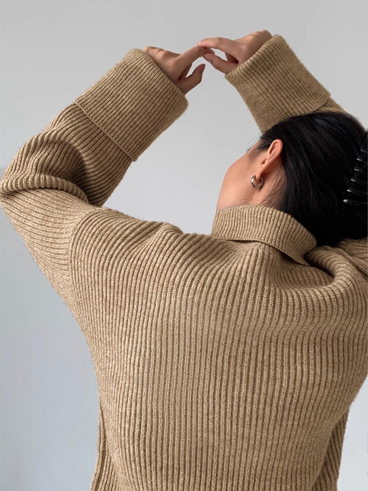 Oversized Turtleneck Sweater Soft Knit Warm Cozy Long-Sleeve