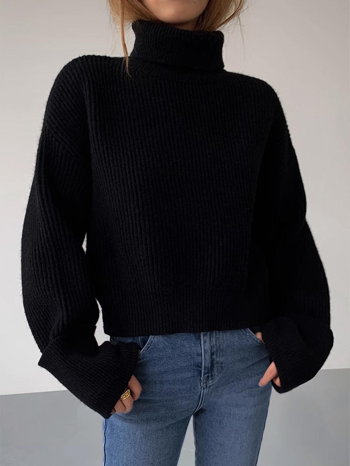 Oversized Turtleneck Sweater Soft Knit Warm Cozy Long-Sleeve