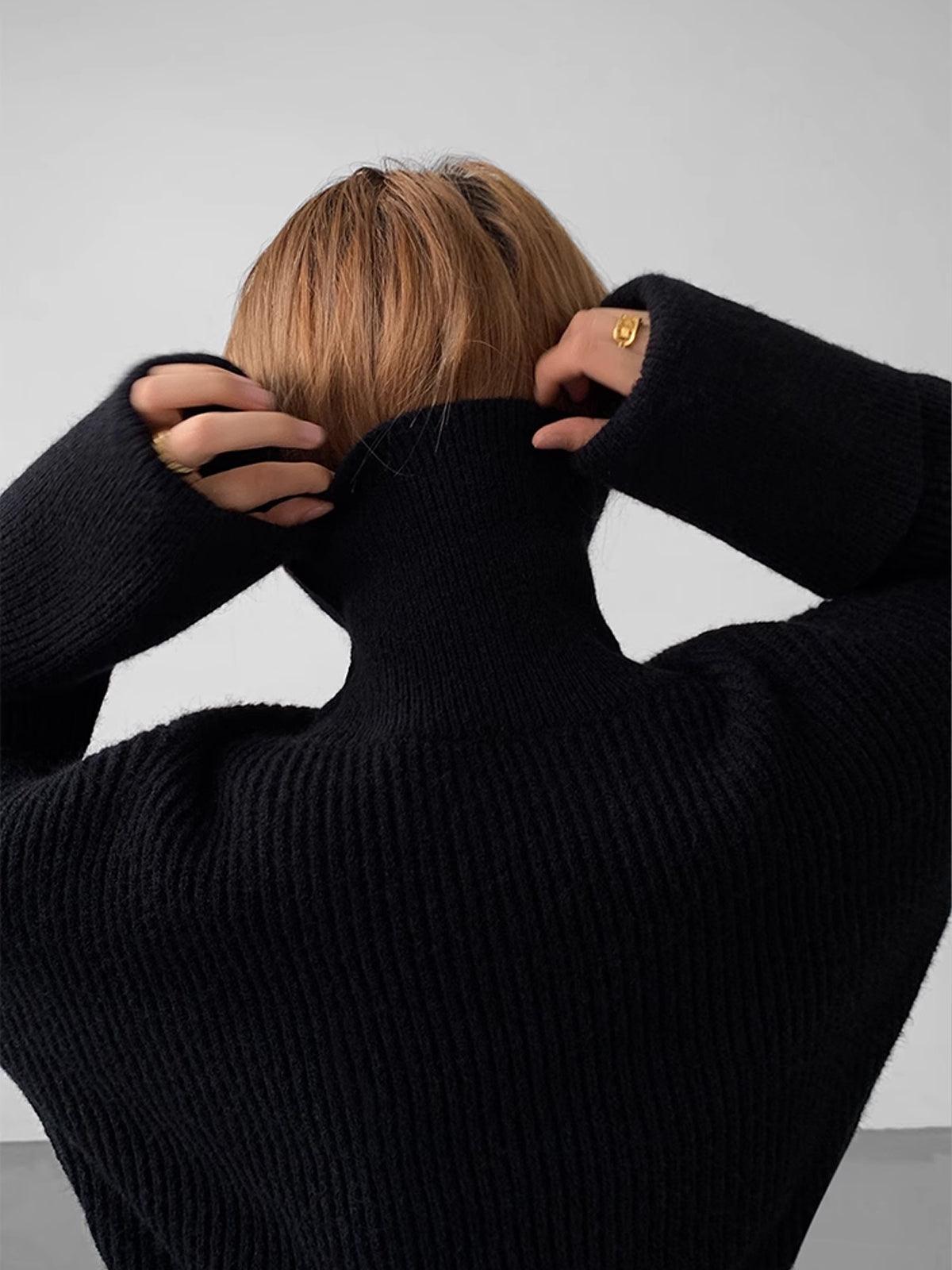 Oversized Turtleneck Sweater Soft Knit Warm Cozy Long-Sleeve