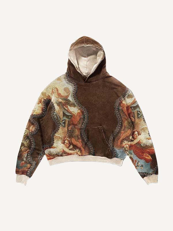 Men's Cozy Colorblock Graphic Pullover Hoodie with Slant Pockets