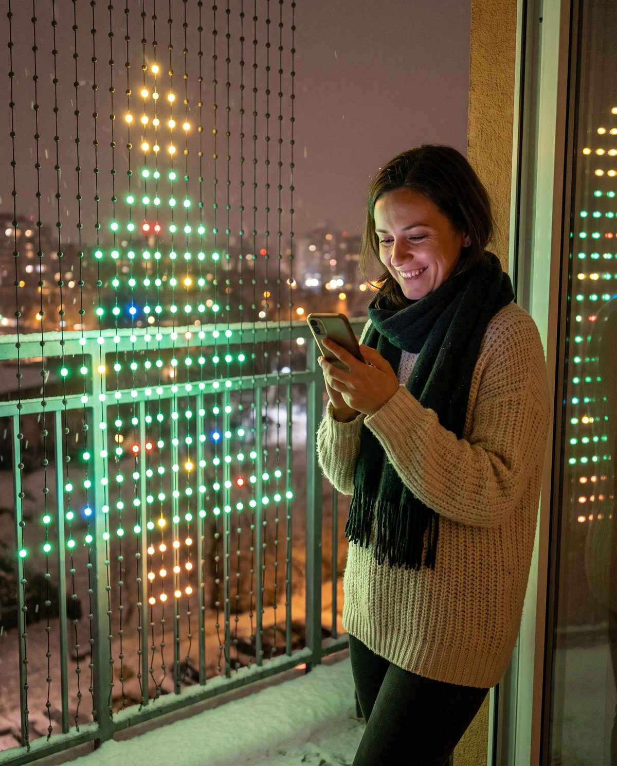 A woman picking a picture on her phone